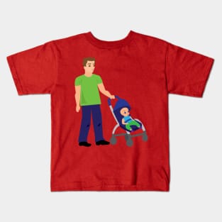 Dad with stroller Kids T-Shirt